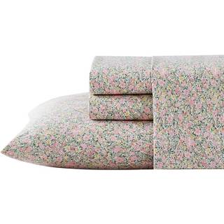 Laura Ashley - Queen Sheets Cotton Percale Bedding Set Crisp & Cool Home Decor (Lovestone Pink Queen)