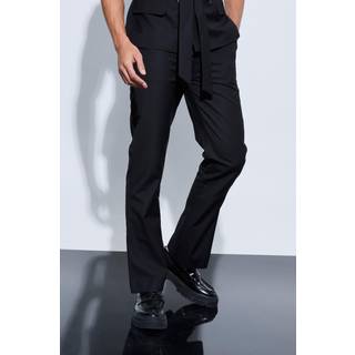 Mens Black Oversized Pocket Flared Tailored Trousers