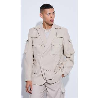 Mens Stone Extreme Pocket Oversized Blazer