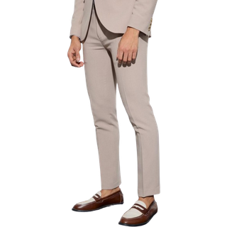 Mens Beige Jersey Skinny Suit Trousers