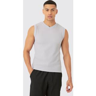 Mens Grey Marl Muscle Fit Brushed Ottoman Vest