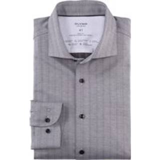 OLYMP Herren Hemd schwarz gemustert