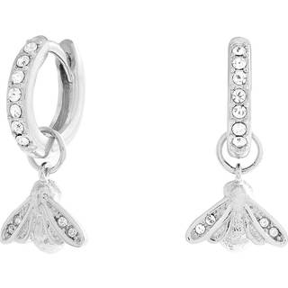 Olivia Burton Glitter Bee Silver Huggie Earrings - Silver