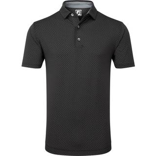 FootJoy Stretch Lisle Dot Print Herre Poloshirt - Black With Charcoal - Str. L