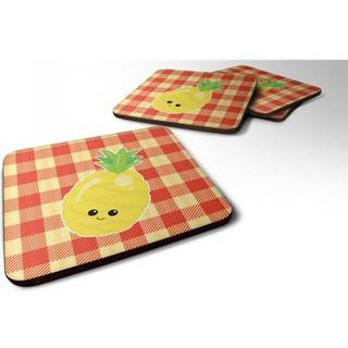 """" Caroline's Treasures Ananas Face Foam Coaster Set på 4 3,5 multicolor """"