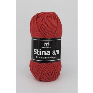 Svarta Fåret Stina 46 Cherry tomat Indhold: 100% kæmmet bomuld Vægt/længde: 50 g = ca. 80 meter Anbefalede pinde: 5 mm Strikkefasthed: 10 x 10 cm = 18 m Vask: Vask ved 40 ℃.