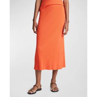Vince Ribbed-knit cotton-blend midi skirt - red - M