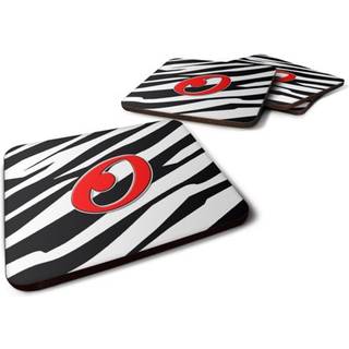 """" Caroline's Treasures CJ1024-OFC Monogram-Zebra Red Foam Coasters (sæt af 4) indledende bogstav O 3,5 """" ""H x 3,5"" """" W Multicolor """"