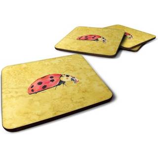 """" Caroline's Treasures 8867FC Lady Bug på gule skumcoasters (sæt på 4) 3.5 """" ""H x 3.5"" """" W multicolor """"