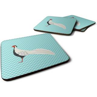 """" Caroline's Treasures Silver Pheasant Blue Check Decorative Coasters 3.5 Multicolor """"