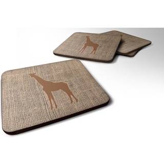 """" Caroline's Treasures BB1001-BL-BN-FC Giraffe Burlap og Brown Foam Coasters (Sæt på 4) 3.5 """" ""H X 3,5"" """" ""W Multicolor"" ""