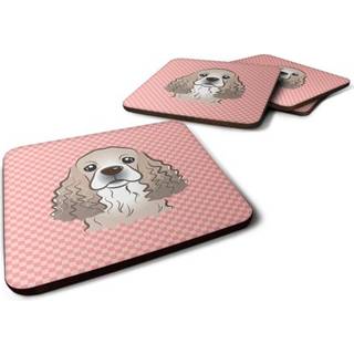"""" Caroline's Treasures BB1216FC Checkerboard Pink Cocker Spaniel Foam Coaster (Sæt på 4) 3,5 """" ""H X 3,5"" """" ""W Multicolor"" ""