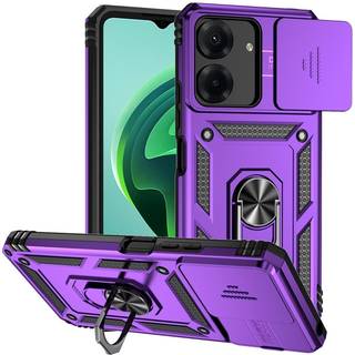 SKALO Xiaomi Redmi 13C 4G Armor Hybrid Metal Ring Camera Slider - Lilla