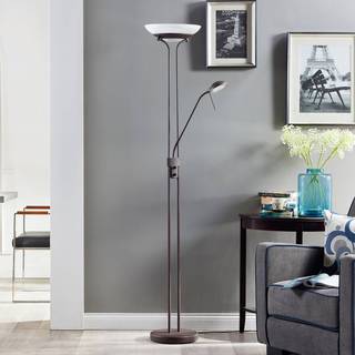 Lindby LED-gulvlampe Yveta, rustfarvet, metal, dæmpbar