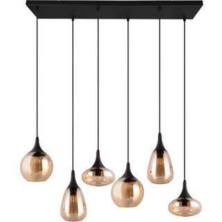 Lumina pendel, 6-lys, sort/amber, glas