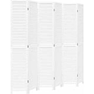 Rumdeler 6 Paneler Massivt Kejsertræ Hvid