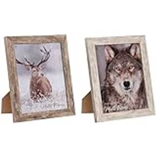 Fotoramme Home ESPRIT Hvid Natur Krystal polystyren Skandinavisk 24,6 x 2 x 29,6 cm (2 enheder)