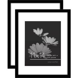 AmericanFlat 11x14 Billedramme i sort 2 -pakke - brug som 8x10 billedramme med Mat - Inkluderer Sawtooth h?ngende hardware til vandret eller lodr