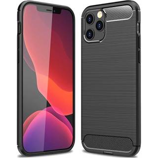 iPhone 12 Pro Max Børstet TPU Case - Karbonfiber - Sort