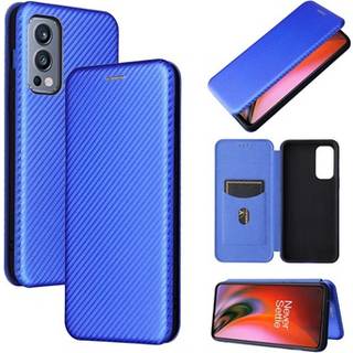 OnePlus Nord 2 5G Flip Cover - Karbonfiber - Blå