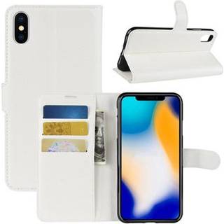 iPhone XS Max Tekstureret Flip Cover med Kortholder - Hvid