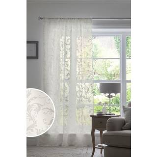 Next White Vintage Voile Slot Top Unlined Sheer Panel Curtain