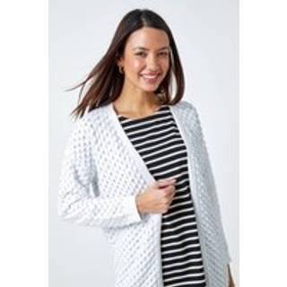 Roman Roman White Cotton Blend Waffle Knit Cardigan