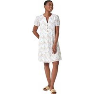 Roman Roman White Zig-Zag Embroidered 100% Cotton Tunic Dress