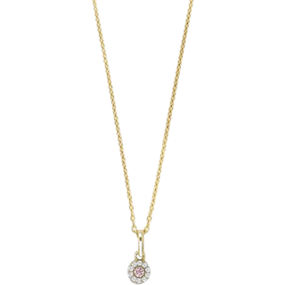 Siersbøl 8kt. guldvedhæng lille roset med pink cubic zirkonia /forgyldt sølv