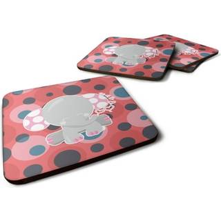 """" Carolines skatte elefant masser af polkadots skum coaster sæt på 4 3,5 multicolor """"