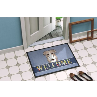 """" Caroline's Treasures BB1414Mat Borzoi Velkommen indendørs eller udendørs mat 18 x 27 """" ""Multicolor"" ""