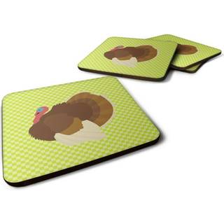"""" Caroline's Treasures French Turkey Dindon Green Decorative Coasters 3.5 multicolor """"