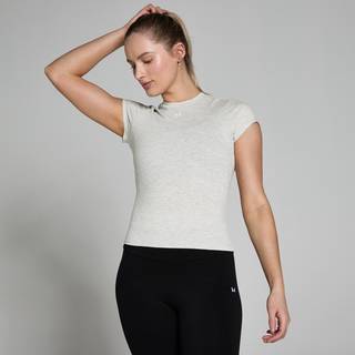 MP Basics Body Fit Short Sleeve T-Shirt til kvinder – Light Grey Marl - L - Hvid