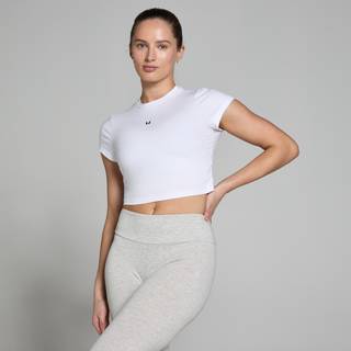 MP Basics Body Fit Short Sleeve Crop T-Shirt til kvinder – Hvid - M