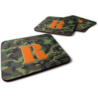 """" Caroline's Treasures CJ1030-RFC Monogram-Camo Green Foam Coasters (Sæt med 4) indledende bogstav R 3.5 """" ""H X 3.5"" """" ""W Multicolor"" ""