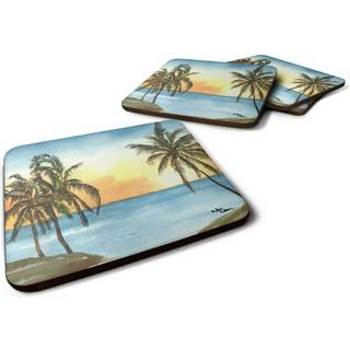 """" Caroline's Treasures 8551FC Palm Tree Foam Coasters (Sæt på 4) 3,5 """" ""H X 3,5"" """" W multicolor """"