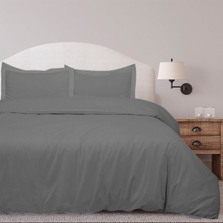 Royale Linens Grey Duvet Cover Twin Størrelse - 2 stykker sengetøj til dyneomslag - lynlås lukning - 1 dobbelt dyneovertræk 68x90 tommer og 1 pud