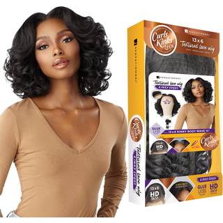 Sensationnel Kinky Edge 13x6 Blonder Parykker - Kinky Edge Body Wave 14 -tommer glueless syntetisk paryk - CKCO Kinky Edge Body Wave 14 tommer (B