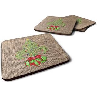 """" Caroline's Treasures 8745FC Tree Fleur de Lis Christmas Foam Coasters (Sæt på 4) 3,5 """" ""H X 3,5"" """" W Multicolor """"