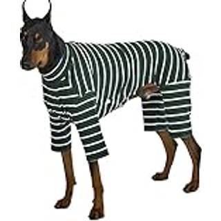 Lucky Petter Dog Pyjamas for Small Dog Basic Onesie Doggie Jammies Dog Shirt Stretchable Dog Jumpsuit Bodysuit PJS (4x-Large Stripe Green)