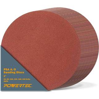 Powertec 60 pcs 6 tommer PSA Slibing Disc - 10 hver af 60 80 100 120 180 240 Grits - Assorteret selvkl?bende sandpapir til gipsv?g tr?bearbejdnin