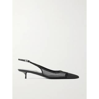 Saint Laurent Oxalis 30 leather-trimmed slingback pumps - black - EU 38.5