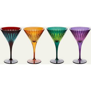 L'Objet Glassware - 'Prism' martini glass, set of four, multicolor in Amber/Green/purple /Bordeaux Glass