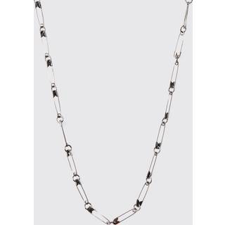 Mens Gun Metal Safety Pin Chain Necklace In Gunmetal