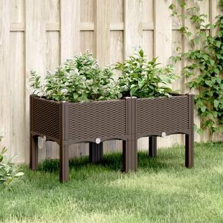 plantekasse med ben 80x40x42 cm PP brun