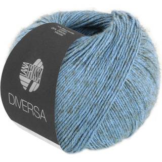 Lana Grossa Diversa 16 Mørk gråblå Indhold: 74% bomuld, 26% viskose Vægt/Længde: 50 g = ca. 210 meter Anbefalede pinde: 3.5-4 mm Strikkefasthed: 10 x 10 cm = 24 m x 32 p Vask:Finvask 30º/ Tørres fladt.
