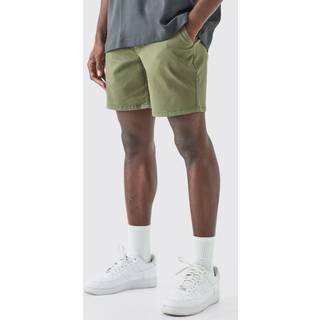 Mens Khaki Fixed Waist Slim Fit Chino Shorts