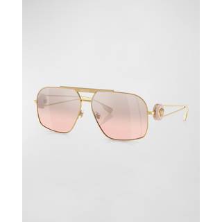 Versace Mand VE2269 10027E Solbriller Stål Guld Rosa Geometrisk Normal Skygge