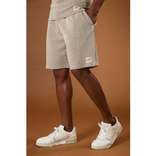 Mens White Relaxed Mid Length Textured Short With Woven Tab