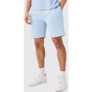 Mens Baby Blue Loose Fit Mid Length Basic Shorts